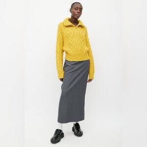 GANNI Cable Knit Cropped Sweater in Yellow Spectra— Size Medium
